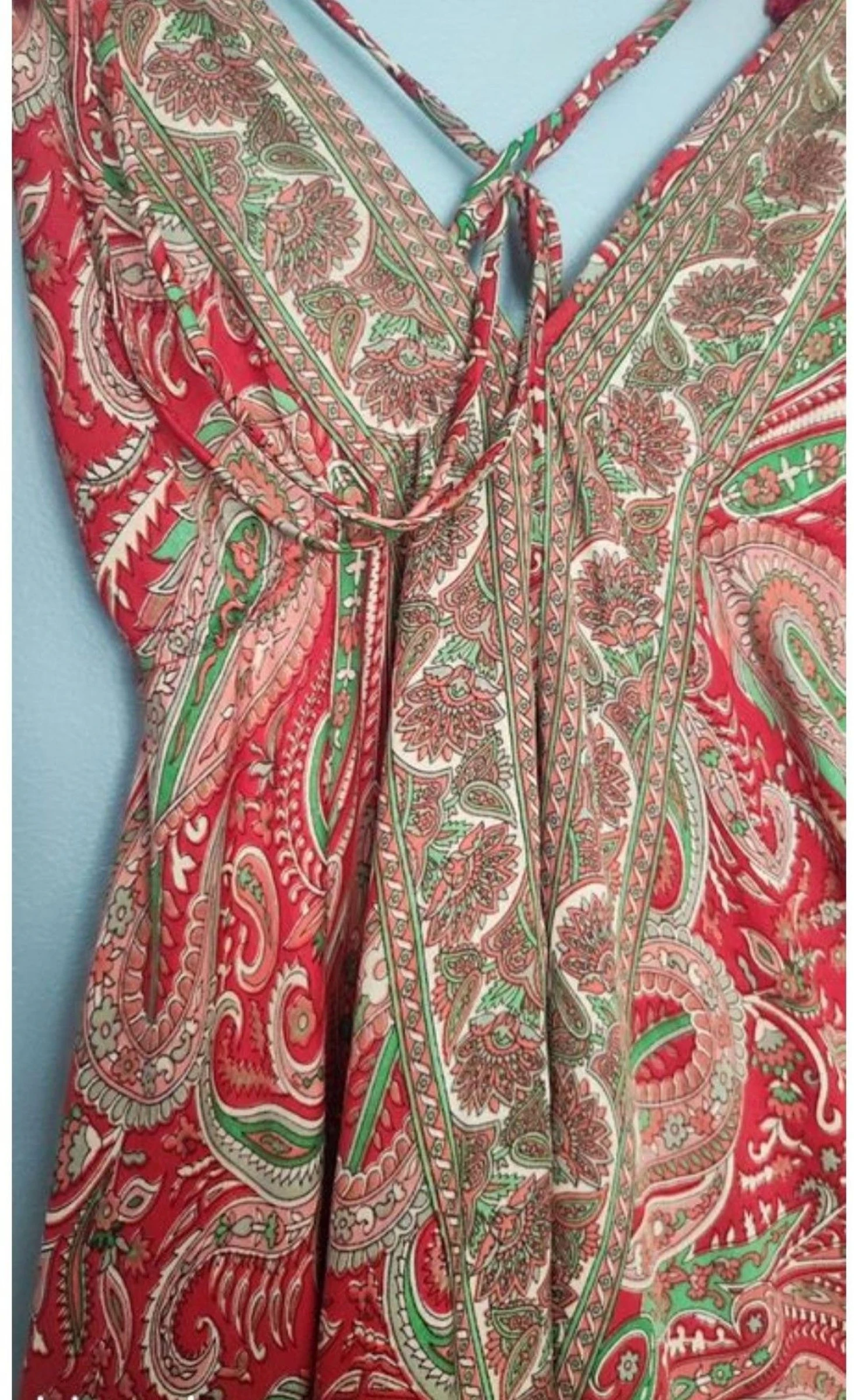 Lange Boheemse Indiase jurk - Verstelbaar Open rug / Rood – photo 2